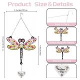 VEWOGARDEN Dragonfly Suncatcher Stained Glass Window Hanging Ornament Sun Catchers Indoor Window for Bird Lover Mom