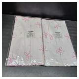 Lot if 2, 3PC Pink Bow Tablecloth, Bow Party Supplies Decorations, Rectangle Disposable Tablecover 54 108in White Pink for Bow Theme Birthday Party Bachelorette Bridal Engagement Decor Coquette Suppli