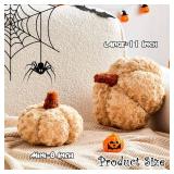 Lot of 2, Pumpkin Pillows, Halloween Pumpkin Decoration Throw Pillow, Cute Thanksgiving Pumpkin Shaped Throw Pillows Gifts, 8" Soft Beige Faux Rabbit Fur for Fall Funny Decorations