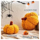 Lot of 2, Pumpkin Pillows, Halloween Pumpkin Decoration Throw Pillow, Cute Thanksgiving Pumpkin Shaped Throw Pillows Gifts, 8" Soft Turmeric Faux Rabbit Fur for Fall Funny Decorations