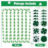 96 Pieces St Patricks Day Accessories Include St Patricks Day Necklace Shamrock Beads Necklaces and Temporary Shamrock for Party Cosplay Costumes