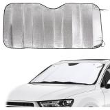 SLIMI 1 PC Car Front Windshield Sun Shade, Foldable Sun-Protection Insulation Sunshade, 51.18" x 23.62" Windshield Cover Shield to Block UV Rays, for Most Cars SUVs and Trucks (Silver)