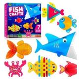 Learn & Climb Arts and Craft Kit for Toddlers Ages 3-5, Crafts for Kids Art Set to Create 9 Fun Fish Characters
