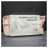 17.7" Silicone Sink Splash Guard - Multi-Functional Kitchen Sink Mat with Drip Tray, Sponge Holder & Soap Dish, 6 Slope Design for Easy Drainage, Foldable & Fasten Button for Secure Fit Pink