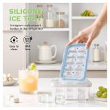 Li&Zhao Small Ice Cube Trays with Lid - Ice Trays for Freezer with Lid Silicone Ice Molds Ice Cube Mold(Blue)