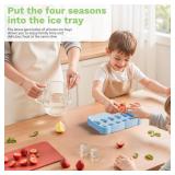 Li&Zhao Small Ice Cube Trays with Lid - Ice Trays for Freezer with Lid Silicone Ice Molds Ice Cube Mold(Blue)