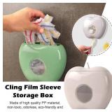 Thickened Cling Film Sleeve Storage Box With 200pcs Plastic Wrap, Plastic Food Wrap Bag Storage Organizer, Multifunctional Wall-Mounted Kitchen Organizer for Fresh Keeping Bag (GREEN)