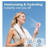 Mini Handheld Misting Fan, Small and Powerful, 3 Speed Portable Fan Lightweight USB-C Rechargeable Spray Water Mist for Makeup Stylish Girl Women Travel Indoor Outdoor Pink (Pink)
