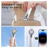 Handheld Cooling Fan, 5 Speeds Portable Air Conditioner Fans, Rechargeable Mini Fan with USB for Women Men Travel/Camping/Outdoor for Travel Outdoor/Disney/Concerts/Gifts for Women & Men (WHITE)