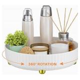 Bathroom Organizers and Storage,Rotating Makeup Organizer Tray for Perfume,Skincare,Cosmetics and Bathroom Storage,Lazy Susan Organizer,White