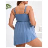 Summer Mae Plus Size Maternity One Piece Swim Dress Tie Side Pregnancy Swimsuit V-Neck Bathing Suit for Women Baby Blue 8