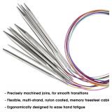 Lot of 2, Knitting Needles Circular 32 inch (80cm) Stainless Steel Knitting Needles Size US 13 (9mm) Bundle with 1 Sturdy Stitch Holder