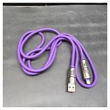 4-in-1 Fast Charging Solution with LED Flowing Light   USB with Micro USB, Type-C & Phone Connectors   Magnetic Charger for Android & iOS Devices. (Purple)