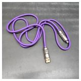 4-in-1 Fast Charging Solution with LED Flowing Light   USB with Micro USB, Type-C & Phone Connectors   Magnetic Charger for Android & iOS Devices. (Purple)