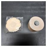 Comvyllf Breast Petals,Boob Tape with 5 Pairs Disposable Nipple Covers,Lifting Boobtape for Large Breasts Dress Sport Beige