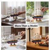Lot of 3, Veemoon Wooden Sailboat Model Small Sailboat Ornament Retro Ship Decor Nautical Tabletop Boat Decoration Antique Boat for Home Office Ocean Theme Party (4.3 * 4.7in)