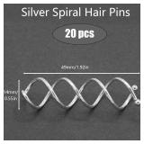 20pcs Mini Spiral Hair Pins, Silver Spiral Hair Pin, Metal Spiral Bobby Pins, Small Bobby Bun Pins for Women Hair Style DIY