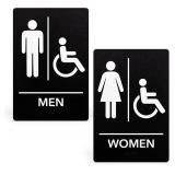 Lot of 2, Restroom Sign for Business, ADA Compliant Braille Bathroom Sign with Double Sided Tape to Secure Perfectly in Less Than a Minute,Men