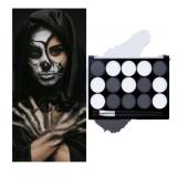 Black White Face Body Paint Kit with Brushes for Art Theater Halloween Party Cosplay Clown Sfx Makeup for Adult, Face Body Paint Washable Zombie Skeleton Makeup Kit (15 Colors)