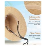 Zylioo XXL Oversize Straw Sun Hat for Big Heads, Wide Brim UV Protection Panama Beach Hat, Summer Fedora with Lanyard