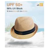 Zylioo XXL Oversize Straw Fedora Hats,Big and Tall Short Brim Cuban Hats,Roll Up Summer Trilby Hat,Narrow Brim Beach Hat