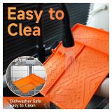 Outdoor Grill Mat - Barbecue surfece, Drip Catcher | Large Heat-Resistant Silicone Pad for Utensil Spatula Tools Storage Griddle Picnic Cooking Counter Deck Backyard Patio Men Kitchen Accessory