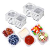 RXRRXR 10PCS Double Compartment Condiment Container With Lids - Reusable Snack Pack Containers for Take-out Sauces