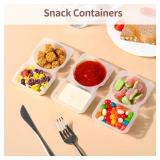 RXRRXR 10PCS Double Compartment Condiment Container With Lids - Reusable Snack Pack Containers for Take-out Sauces