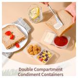 RXRRXR 10PCS Double Compartment Condiment Container With Lids - Reusable Snack Pack Containers for Take-out Sauces