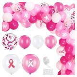 HyDren 108 Pieces Breast Cancer Awareness Decorations Balloons Arch Garland Kit 12 10 5 Inch Pink White Confetti Latex Pink Ribbon Foil Balloons for Pink Ribbon Party Decoration Supplies