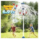 Skirfy Sprinkler Rocket Launcher Outdoor Water Toys for Kids, Rocket Design Water Powered Liftoff 9-16ft & Spin, Summer Garden Lawn Toys & Birthday Gift for Girls Boys Age 3-12 Year Old  White