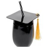Graduation Cap Shaped Novelty Cup with Lid and Straw