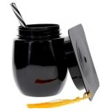 Graduation Cap Shaped Novelty Cup with Lid and Straw