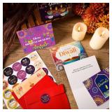 Yeaqee 100 Sets Diwali Greeting Cards with Stickers and Envelopes Happy Diwali Greeting Cards for India Festival Birthday Party Supplies Gifts