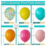 Lot of 2, Tropical Balloons 88Pcs Arch Kit - 12 Inch Luau Party Balloons in Hot Pink, Orange, Yellow, Green & Teal for Hawaii Summer, Beach & Pool Decorations