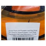 Lot of 2, Juvale Pack of 6 Pumpkin Leaf Bag Small and Medium Sized Pumpkin Trash Bags The Perfect Fall Lawn Decoration Orange