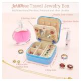 jekiinova Initial Travel Jewelry Case Jewelry Box Jewelry Organizer w Mirror, Blue Travel Must Haves Travel Accessories for Women Teacher Wedding Gifts Best Teacher Gifts End of Year Teacher Gift (R)