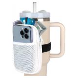 evron Water Bottle Pouch for Stanley Cup, Stanley Cup Accessories 40oz with Spacious Opening Mesh Pocket Fit for Most Mobiles,Gym Accessories Slip Proof Elastic Armband Tumbler Pouch