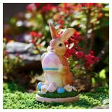 Cute Bunny Figurine Decor - 7.8 Inch Resin Rabbit Statue for Kids Room, Spring Home Decor, Desk Shelf Ornaments, Gift for Children & Collectors