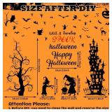 6 Sheets Halloween Wall Decals Removable Tall Haunted House Stickers Decorations DIY Spooky Garage Door Stickers Witch Bats Ghost Tree Castle Window Decals for Wall Room Nursery Halloween Party