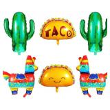 Lot if 3, 6 Pieces Mexican Fiesta Theme Party Balloons Mexican Taco Llama Cactus Jumbo Foil Balloons Mexican Fiesta Party Decorations for Cinco De Mayo Taco Bout Luau Party Birthday Baby Shower Suppli