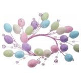 Easter Egg Candle Ring, 9 Inch Pastel Sugar-Coated Decorative Wreath, Fits 4.25 Inch Pillar Candles