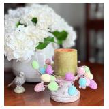 Easter Egg Candle Ring, 9 Inch Pastel Sugar-Coated Decorative Wreath, Fits 4.25 Inch Pillar Candles