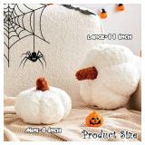 Pumpkin Pillows, Halloween Pumpkin Decoration Throw Pillow, Cute Thanksgiving Pumpkin Shaped Throw Pillows Gifts, 11" Soft White Faux Rabbit Fur for Fall Funny Decorations