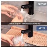 17.7" Silicone Sink Splash Guard - Multi-Functional Kitchen Sink Mat with Drip Tray, Sponge Holder & Soap Dish, 6 Slope Design for Easy Drainage, Foldable & Fasten Button for Secure Fit Pink