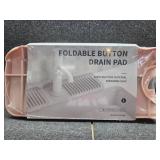 17.7" Silicone Sink Splash Guard - Multi-Functional Kitchen Sink Mat with Drip Tray, Sponge Holder & Soap Dish, 6 Slope Design for Easy Drainage, Foldable & Fasten Button for Secure Fit Pink