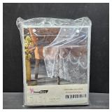 TrendShine Sheer Curtains, 84 Inches Long, 2 Panel Set, White Voile with Linen Lace, 3" Rod Pocket