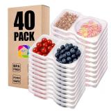 40 Sets Reusable Snack Containers with Lids for Kids Double Compartment Snack Packs Container Mini Grab and Go Prep Containers Contenedores Para Snacks
