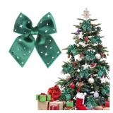 Green Velvet Christmas Bow, 6PCS Small Christmas Ribbon Wreaths Bows Decorations
