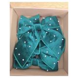 Green Velvet Christmas Bow, 6PCS Small Christmas Ribbon Wreaths Bows Decorations